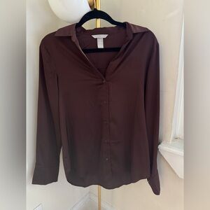 H&M Brown Satin Button down shirt